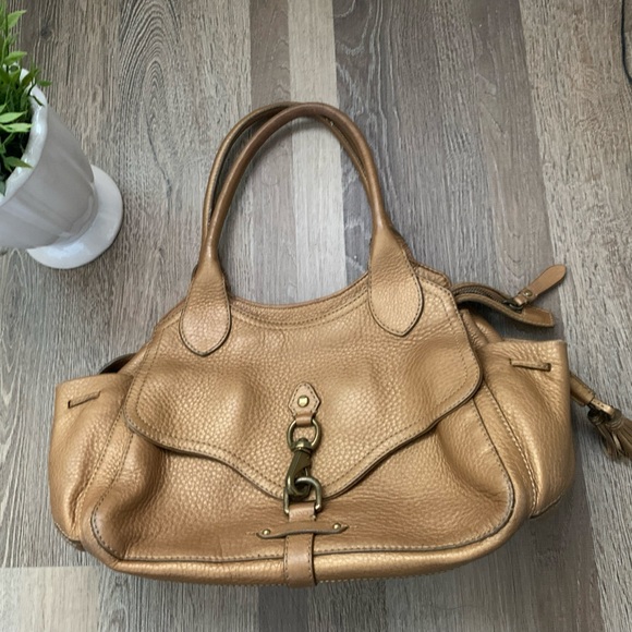 Cole Hann Gold metallic Tan Leather Handbag - Picture 3 of 9